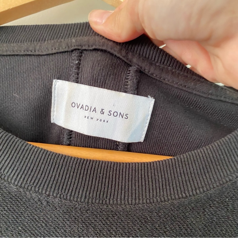 Ovadia & Sons Black Sweatshirt Logo Patch Terry Crewneck Sweater New York - Picture 3 of 14